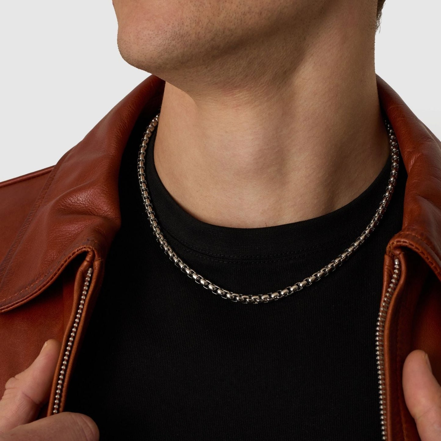 Ronde Box Ketting (Zilver) 5mm