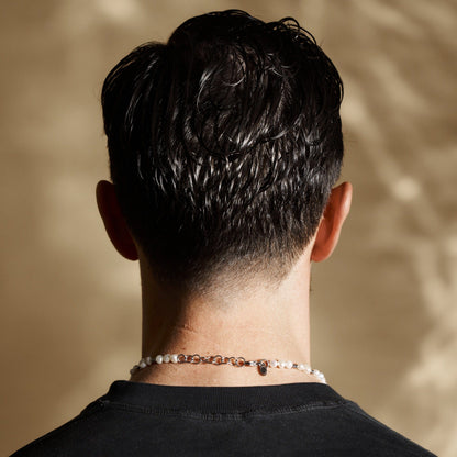 Iced Beaded Echte Parels Ketting (Zilver)