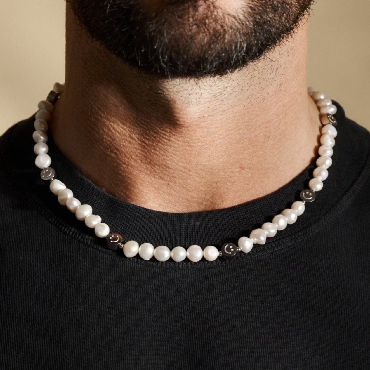Smiley Echte Parel Ketting (Zilver)