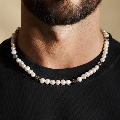 Smiley Echte Parel Ketting (Zilver)