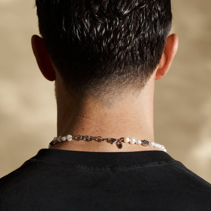 Smiley Echte Parel Ketting (Zilver)