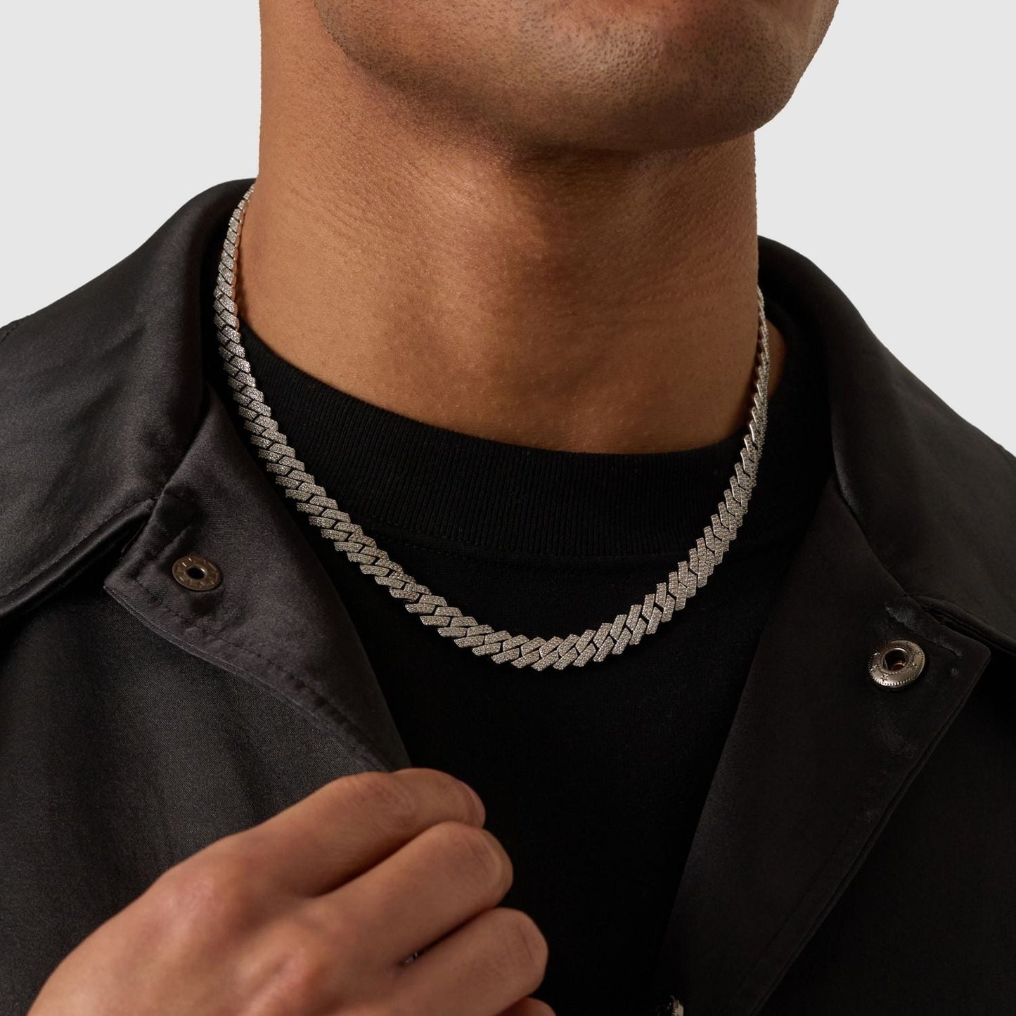 Prong Link Iced Cuban (Zilver) 8mm