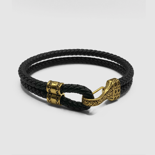 Leren Touw Armband (Goud)