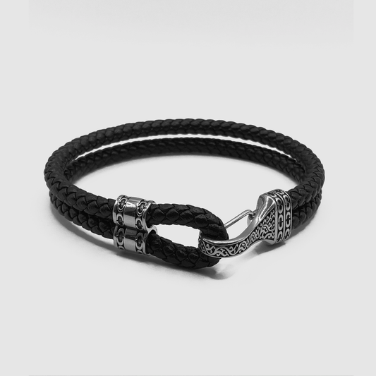 Leren Touwarmband (Zilver)