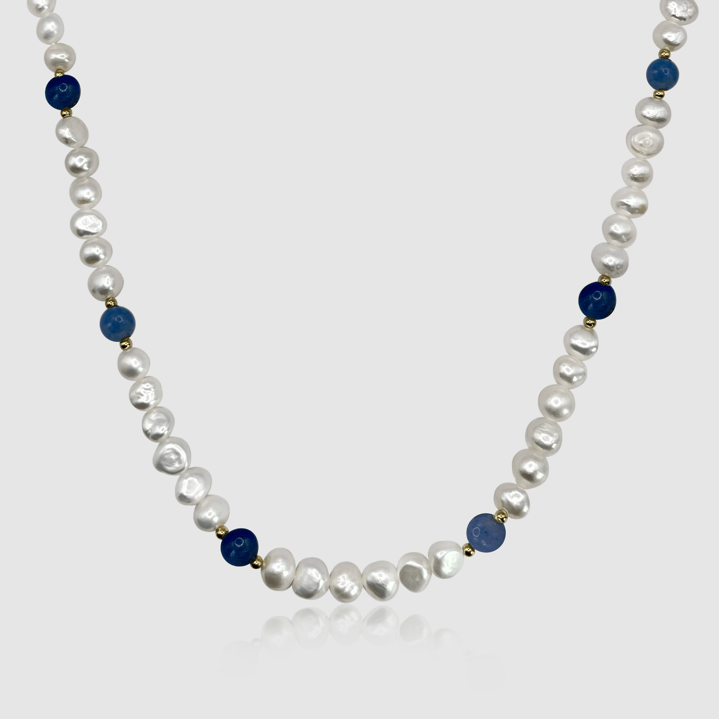 Kobalt Blauw - Echte Parel Ketting