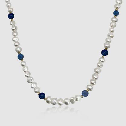 Kobalt Blauw - Echte Parel Ketting