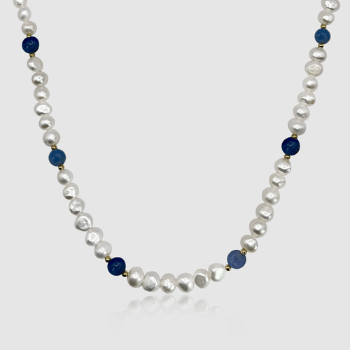 Kobalt Blauw - Echte Parel Ketting
