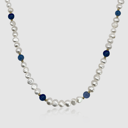 Kobalt Blauw - Echte Parel Ketting