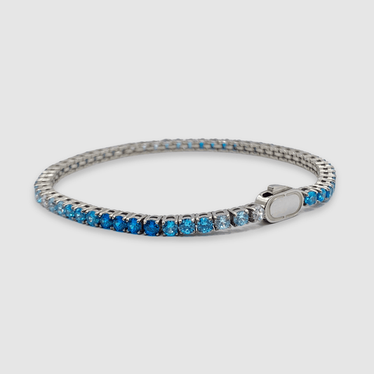 Blauwe Tennisarmband (Zilver) 3mm