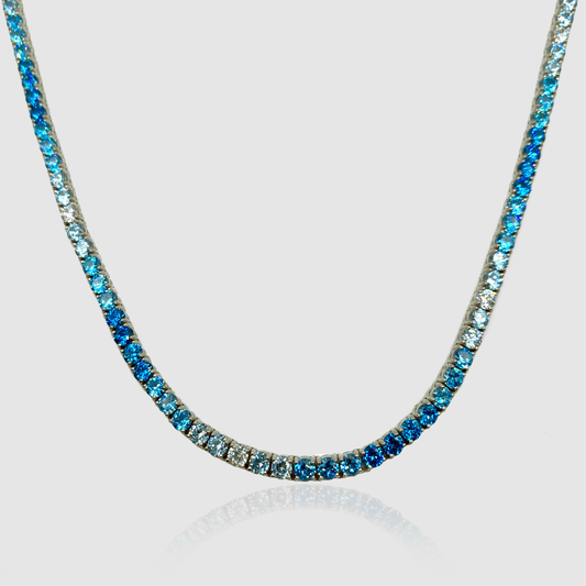 Blauwe Tennis Ketting (Zilver) 3mm