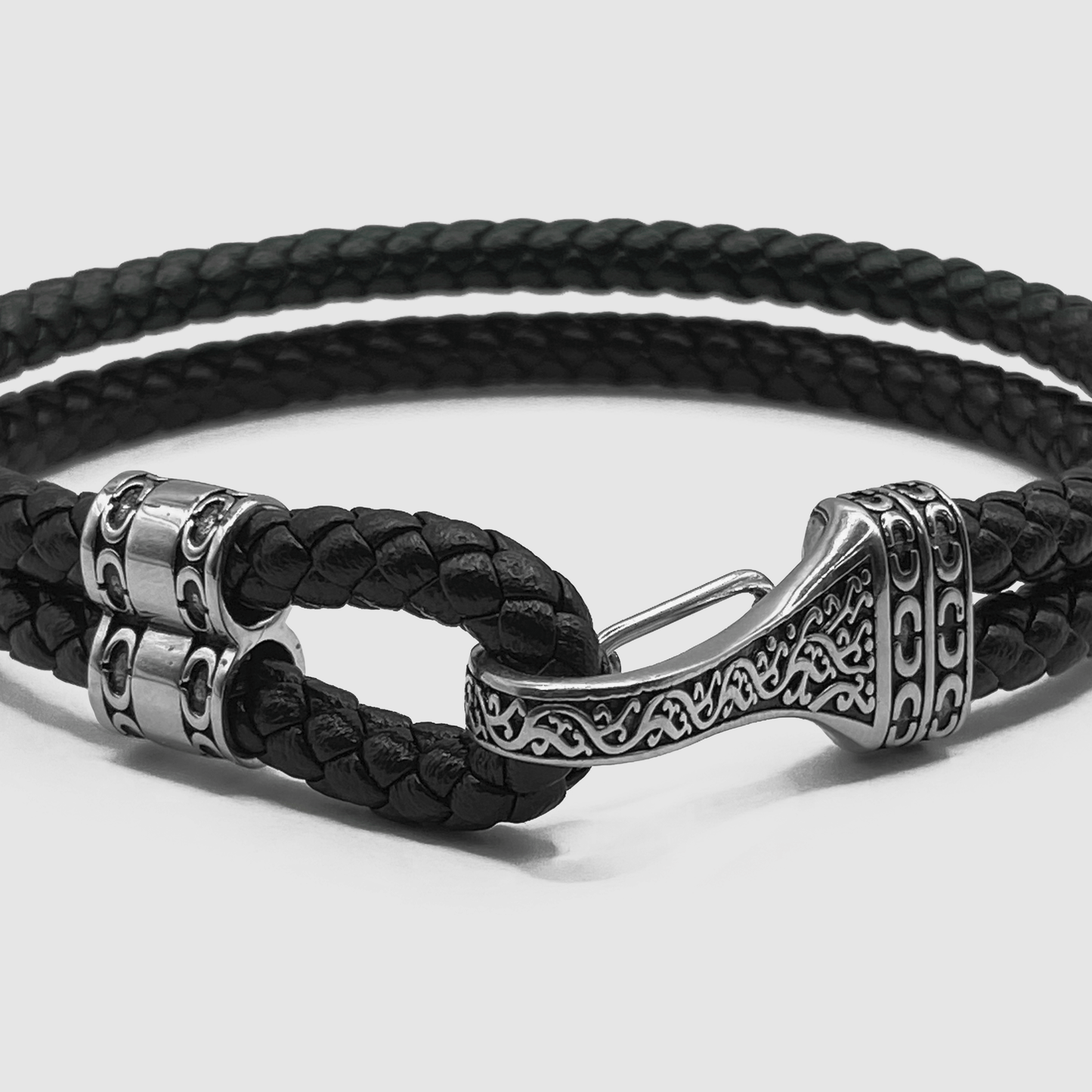 Leren Touwarmband (Zilver)