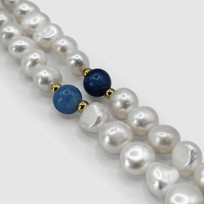 Kobalt Blauw - Echte Parel Ketting