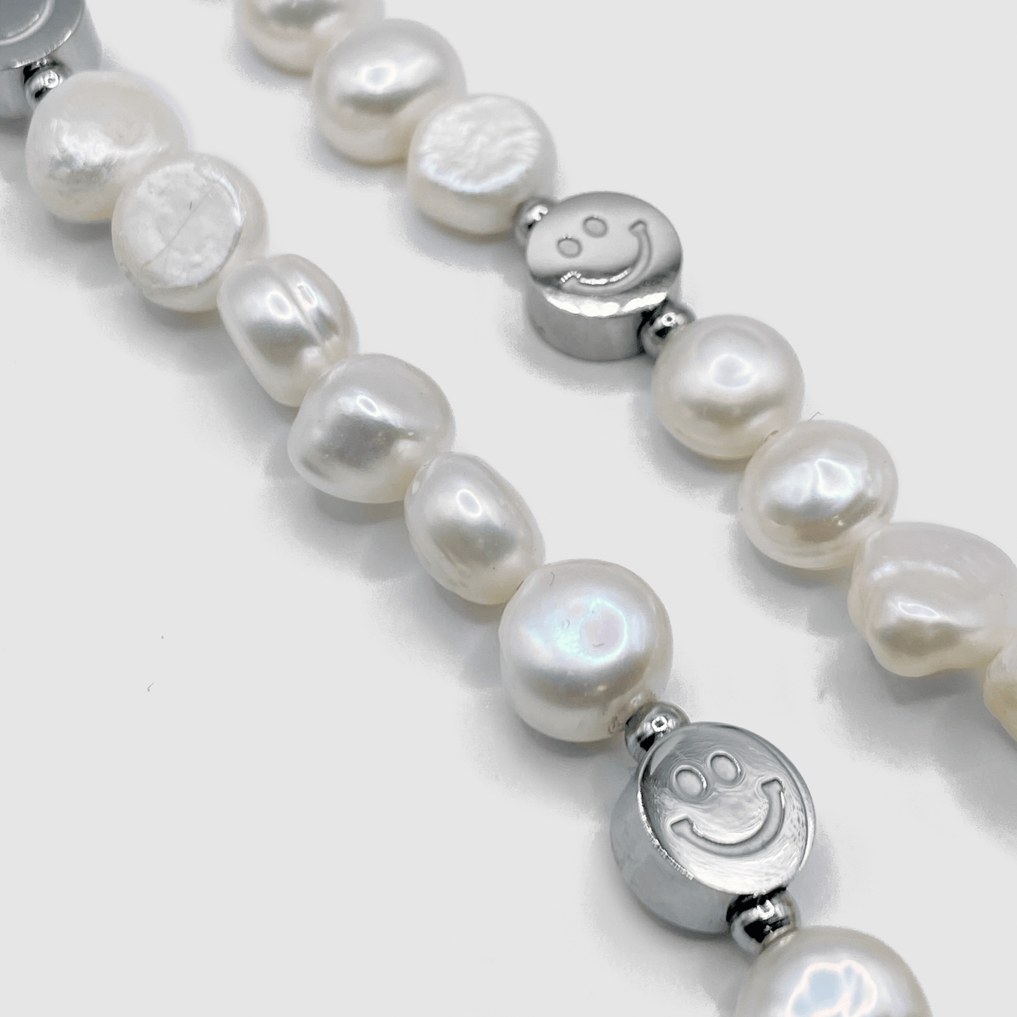 Smiley Echte Parel Ketting (Zilver)