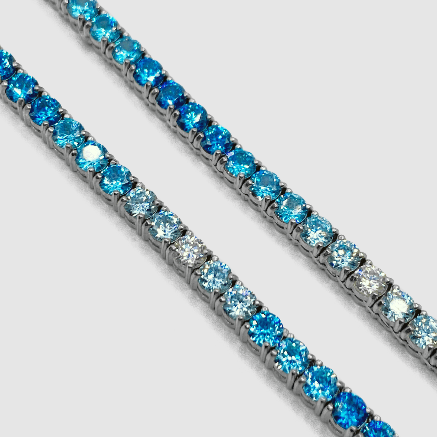 Blauwe Tennis Ketting (Zilver) 3mm