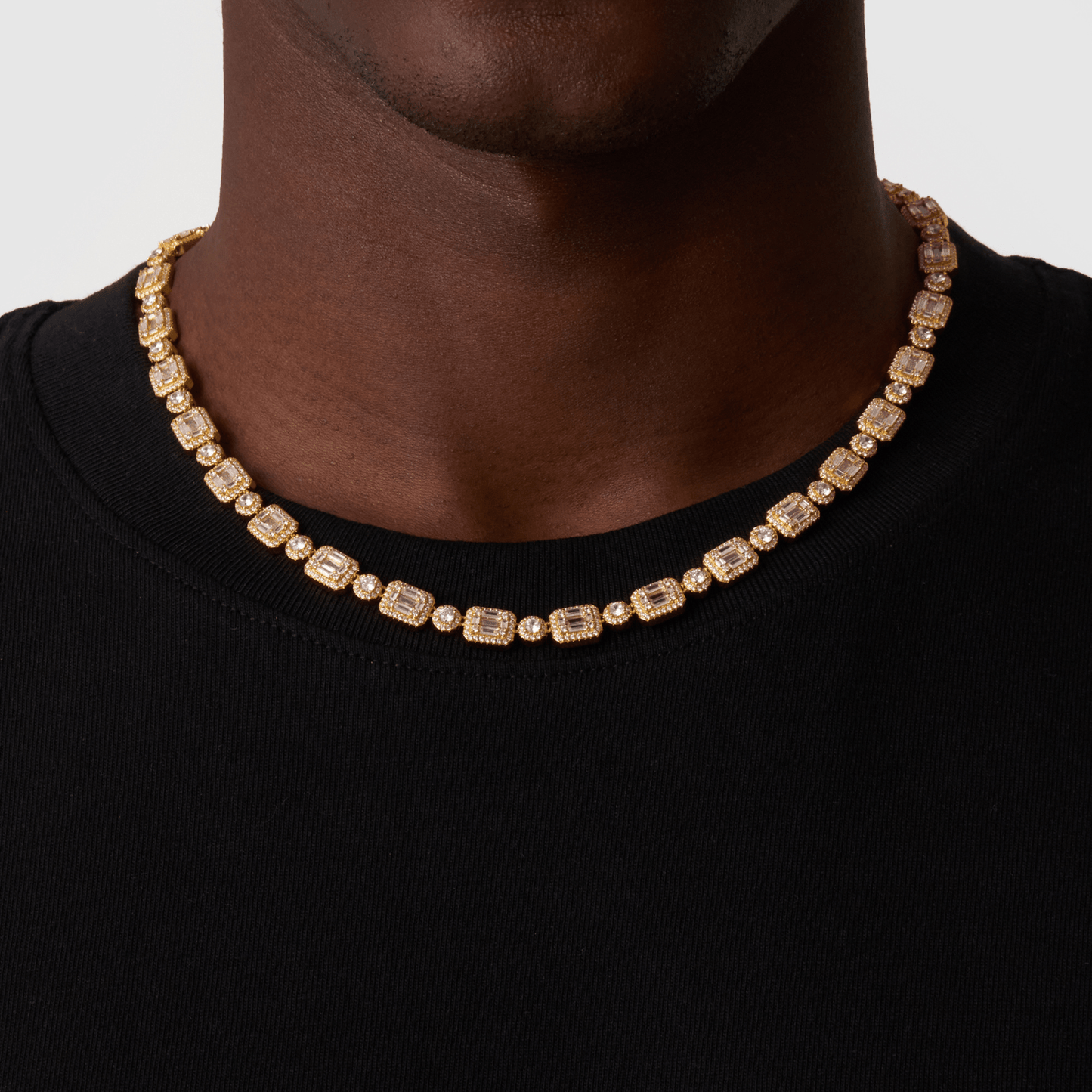 Baguette Link Iced Necklace (Goud)