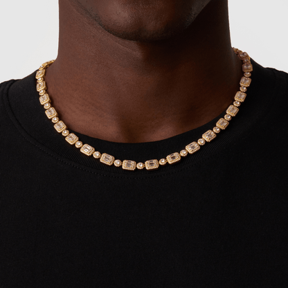 Baguette Link Iced Necklace (Goud)