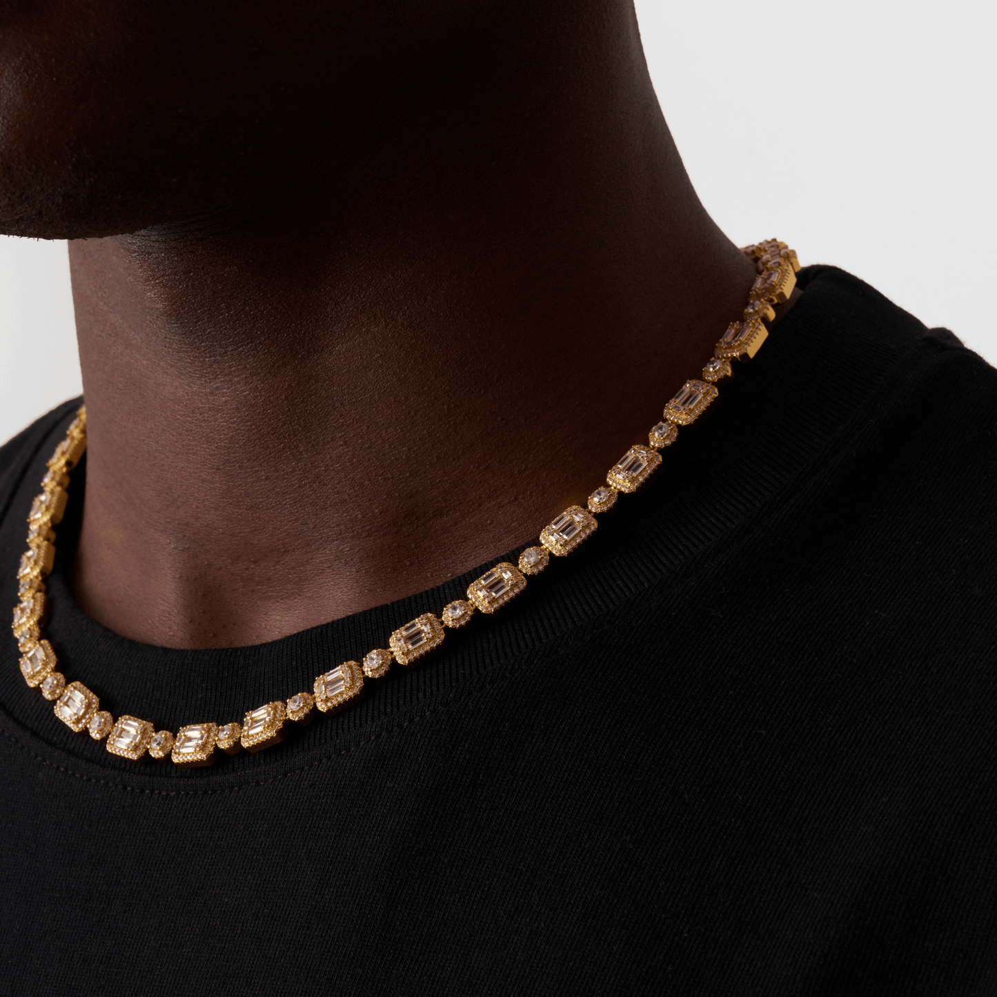 Baguette Link Iced Necklace (Goud)