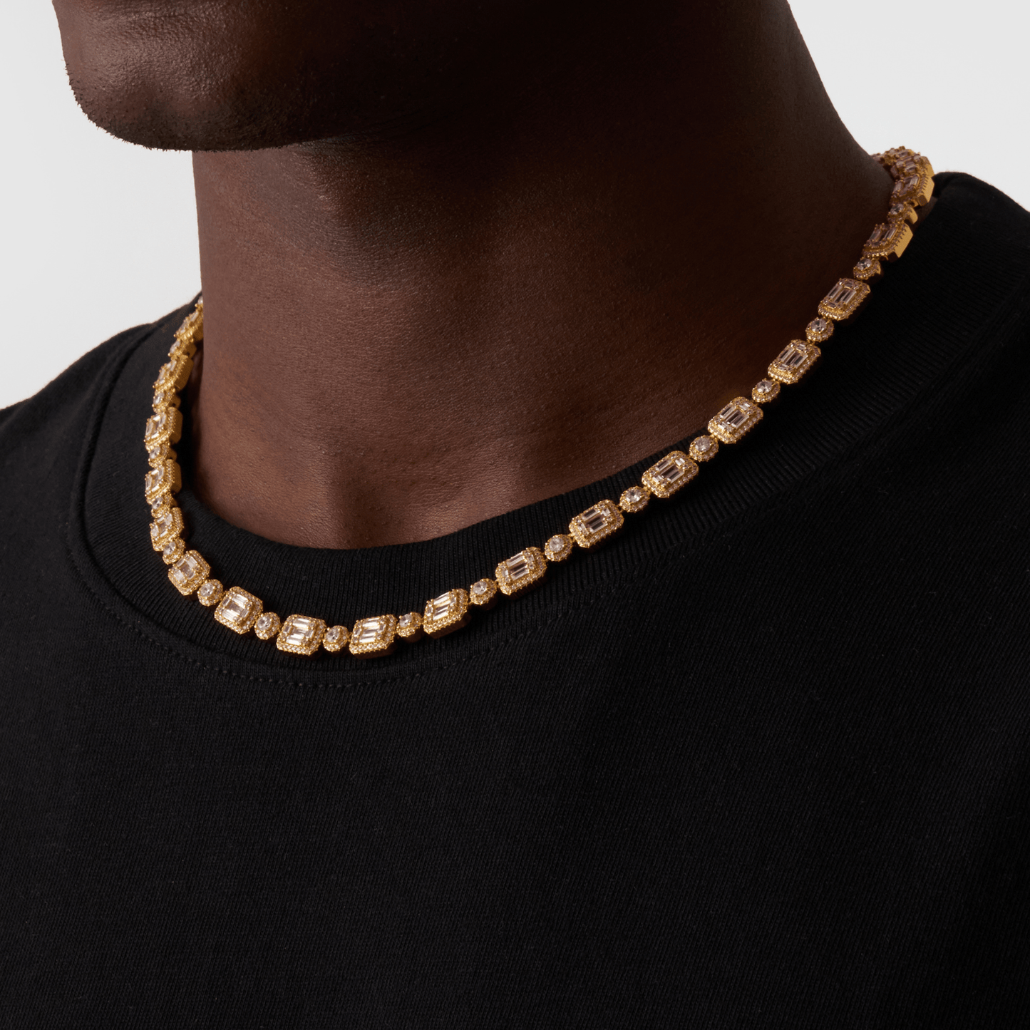 Baguette Link Iced Necklace (Goud)