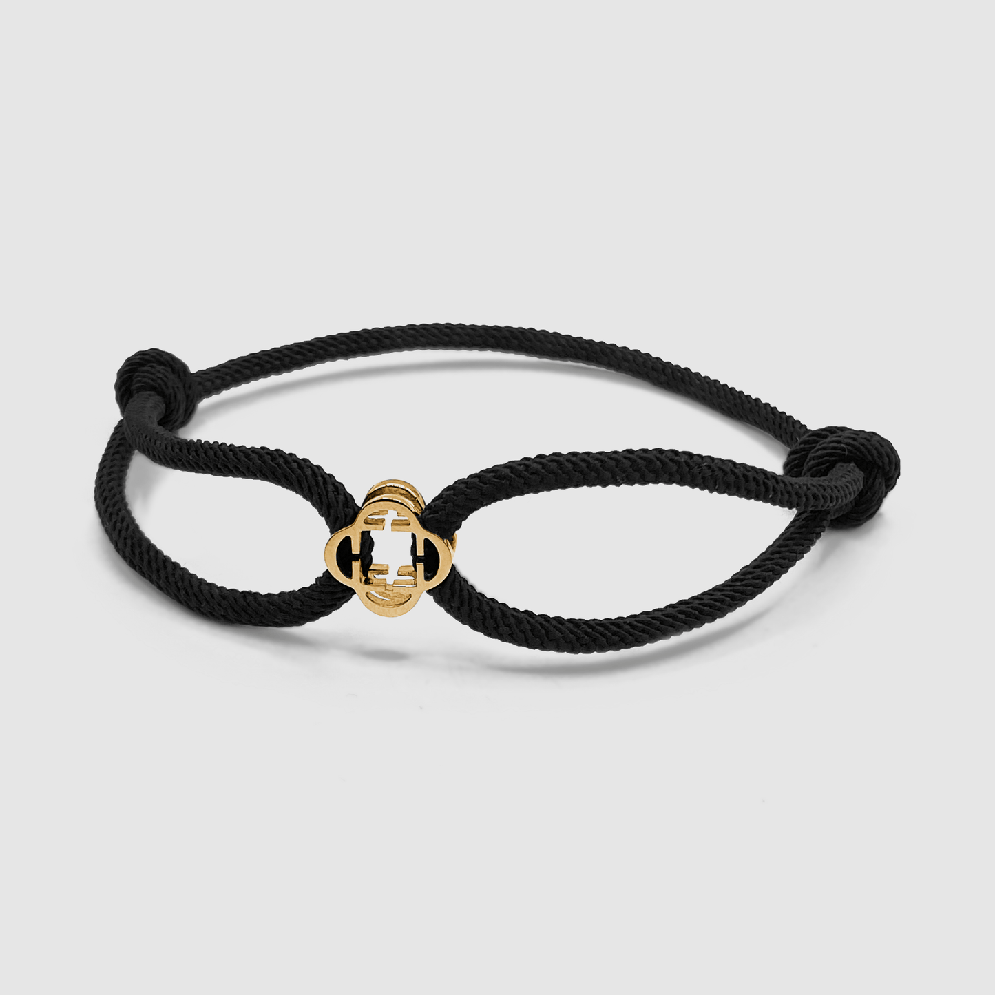 Zwarte Koord Armband (Goud)