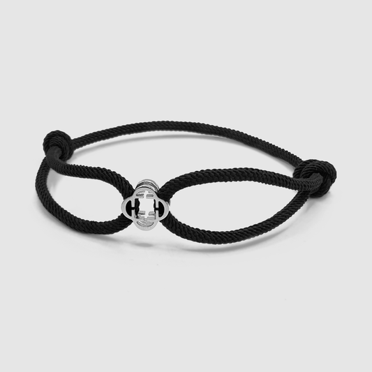 Zwarte Koordarmband (Zilver)