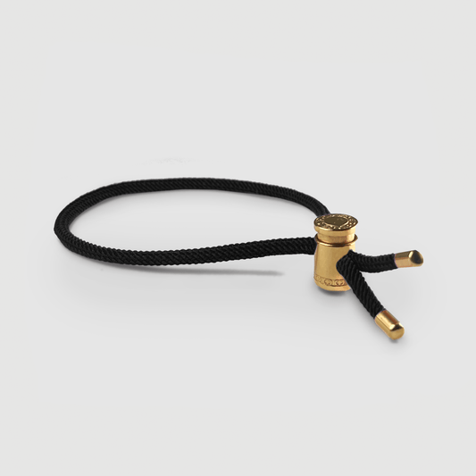 Zwarte Koord Toggle Armband (Goud)