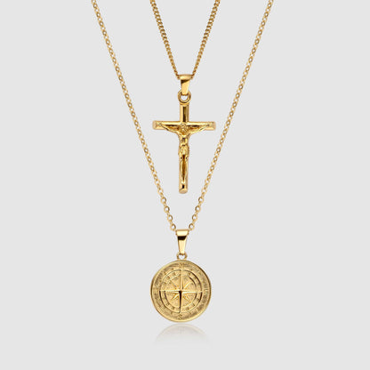 Kompas x Kruis Set (Goud)