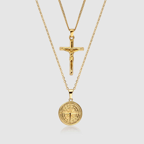 Kompas x Kruis Set (Goud)