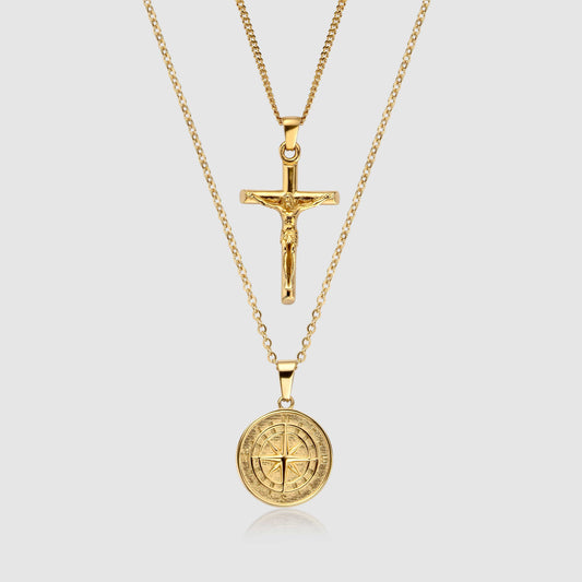 Kompas x Kruis Set (Goud)