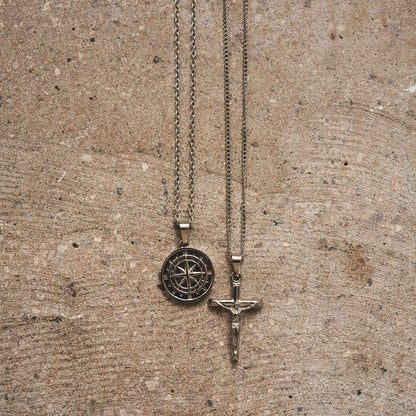 Kompas x Kruis Set (Zilver)