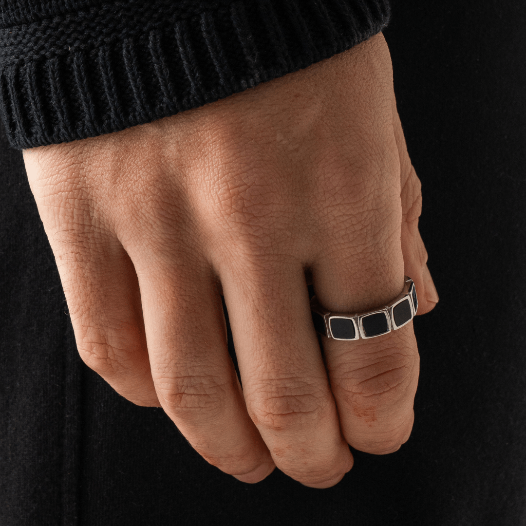 Onyx Steen Bandring (Zilver)