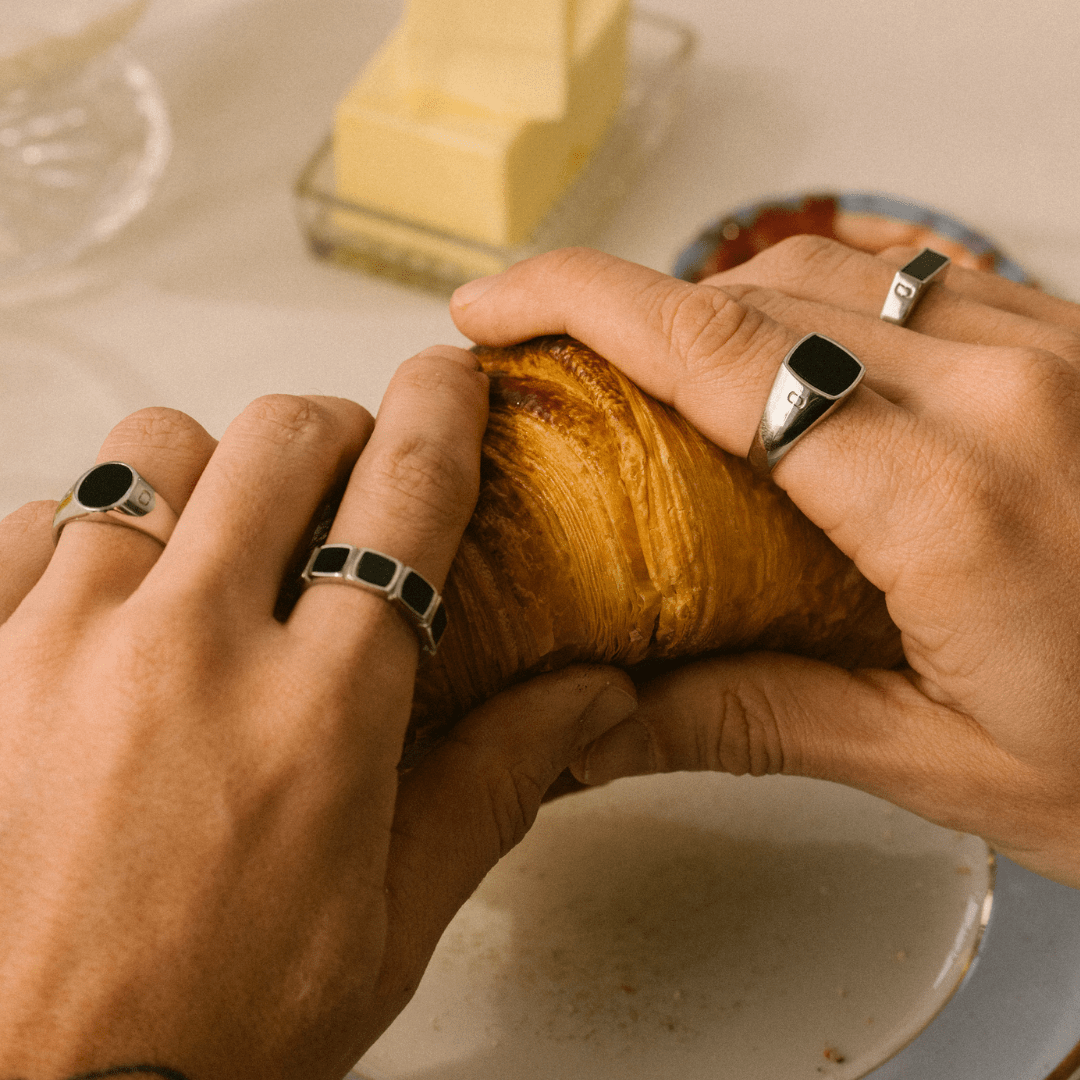 Onyx Vierkante Steen Signet Ring (Zilver)