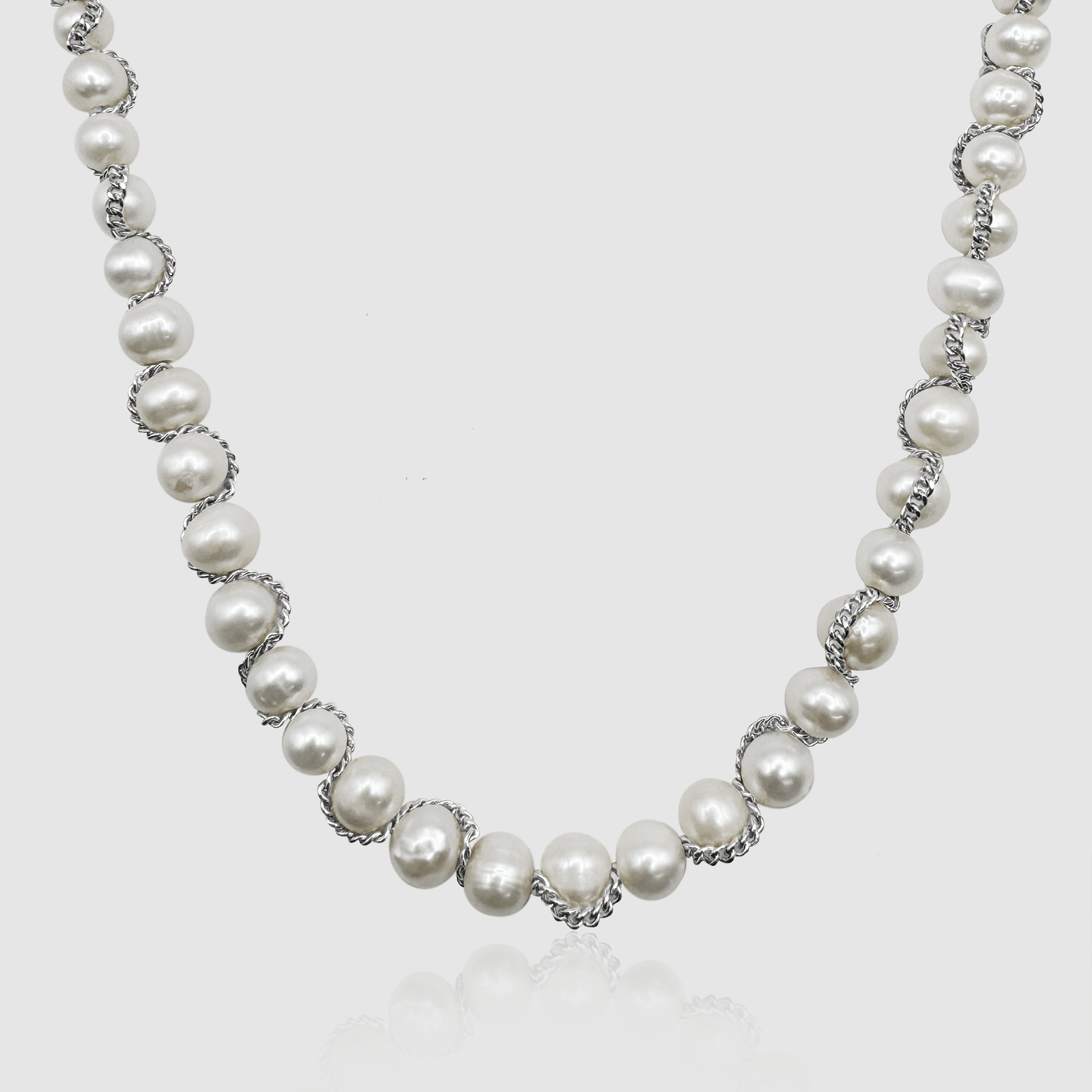Ketting Wrap Echte Parel Necklace (Zilver)