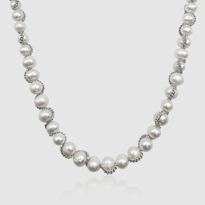 Ketting Wrap Echte Parel Necklace (Zilver)