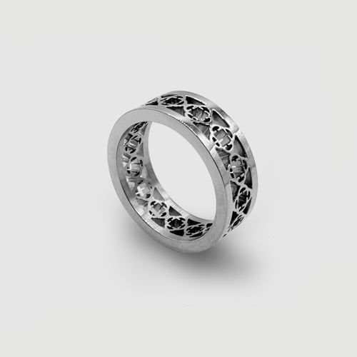 Klaveren Band Ring (Zilver)