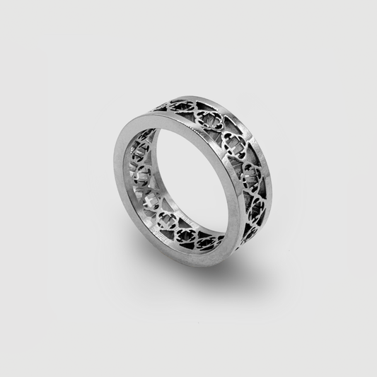 Klaveren Band Ring (Zilver)
