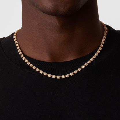 Cluster Stone Tennis Ketting (Goud)
