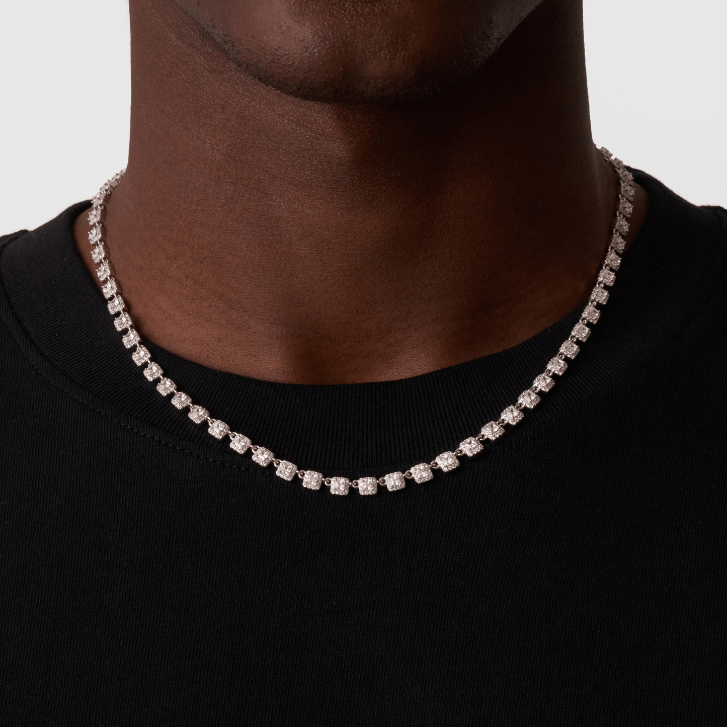 Cluster Stone Tennis Ketting (Zilver)