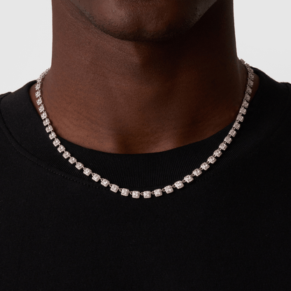 Cluster Stone Tennis Ketting (Zilver)