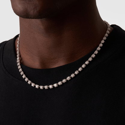 Cluster Stone Tennis Ketting (Zilver)