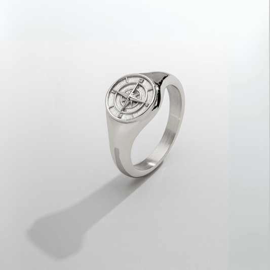 Kompas Zegelring (Zilver)