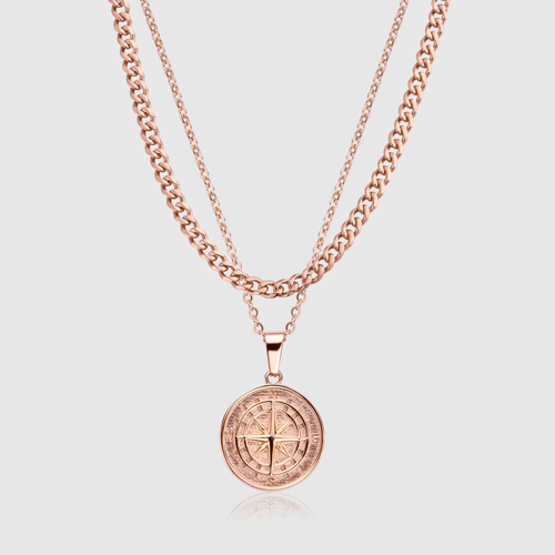 Kompas en Cubaanse Set (Roze Goud)
