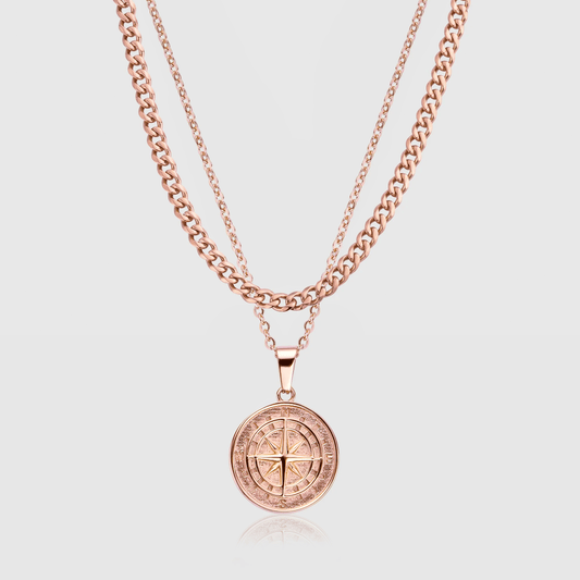 Kompas en Cubaanse Set (Roze Goud)