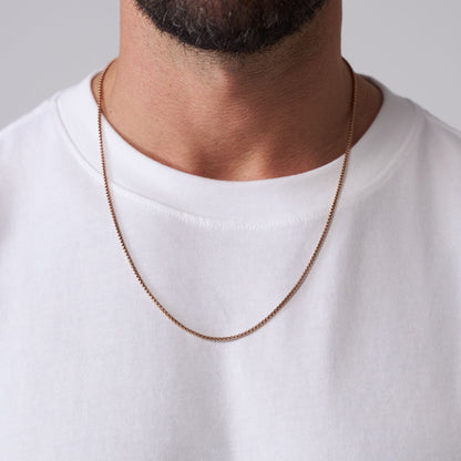 Ronde Box Ketting (Roze Goud) 2mm
