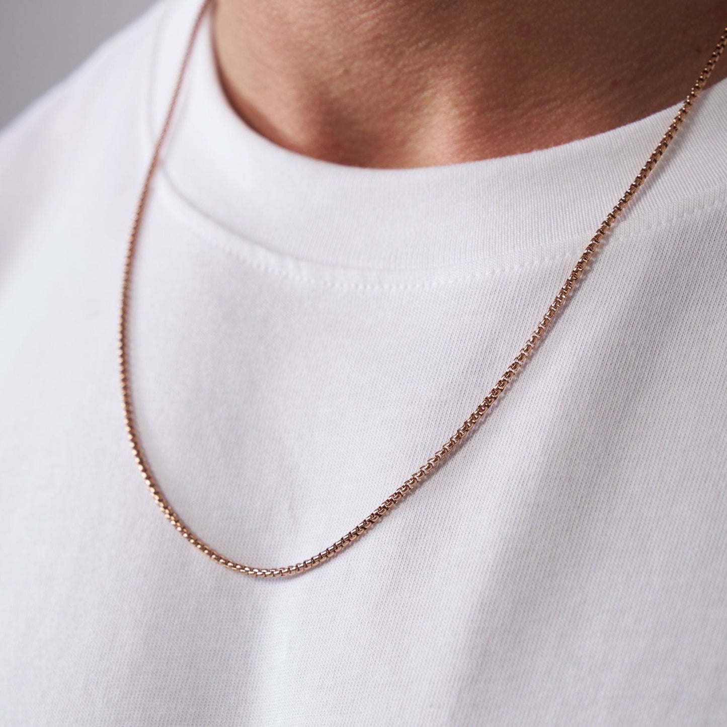 Ronde Box Ketting (Roze Goud) 2mm