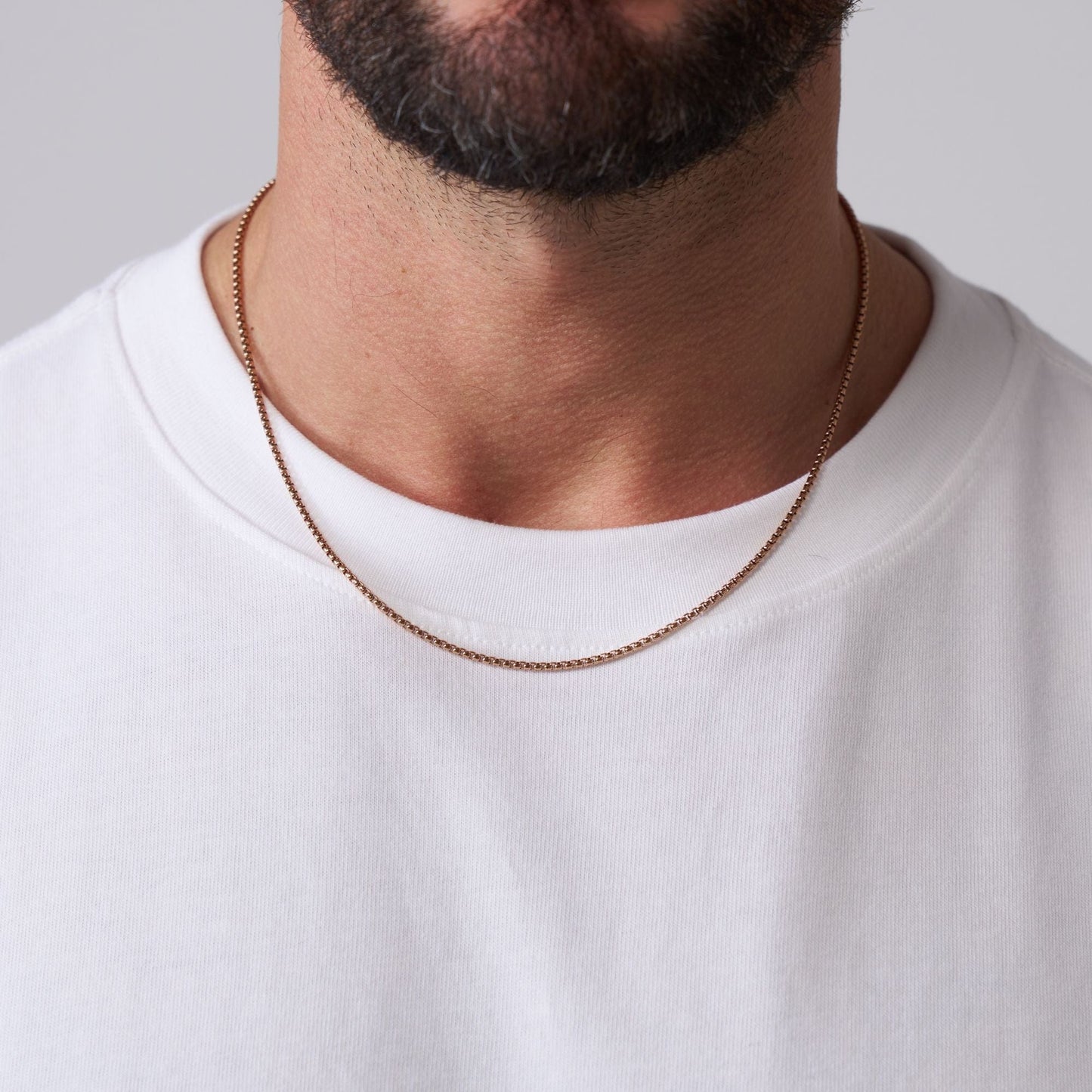 Ronde Box Ketting (Roze Goud) 2mm