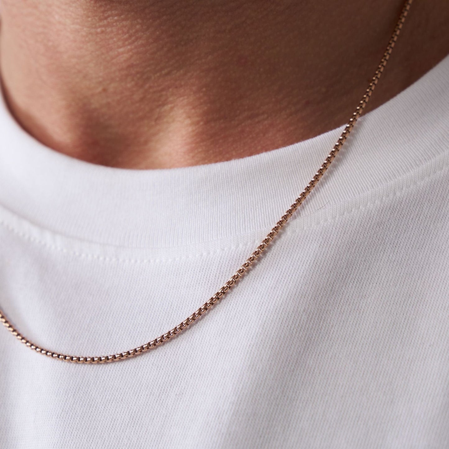 Ronde Box Ketting (Roze Goud) 2mm
