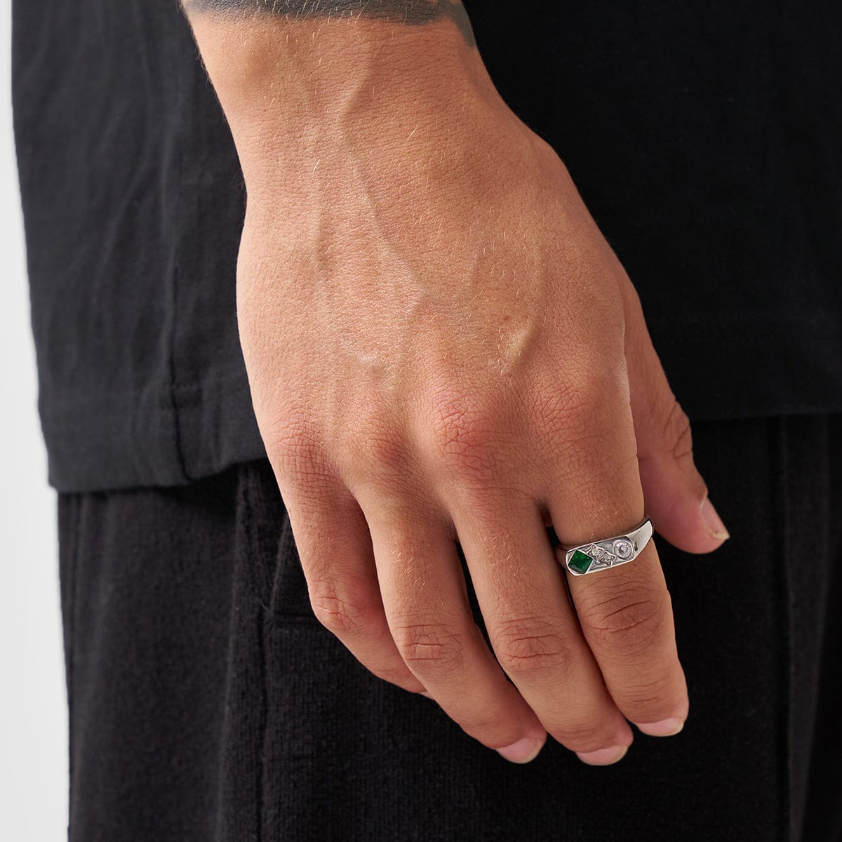 Vintage Steen Signet Ring (Zilver)