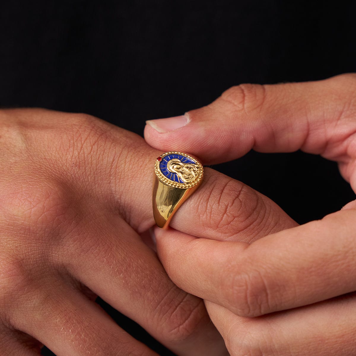 Emaille Zegelring van de Maagd Maria (Goud)