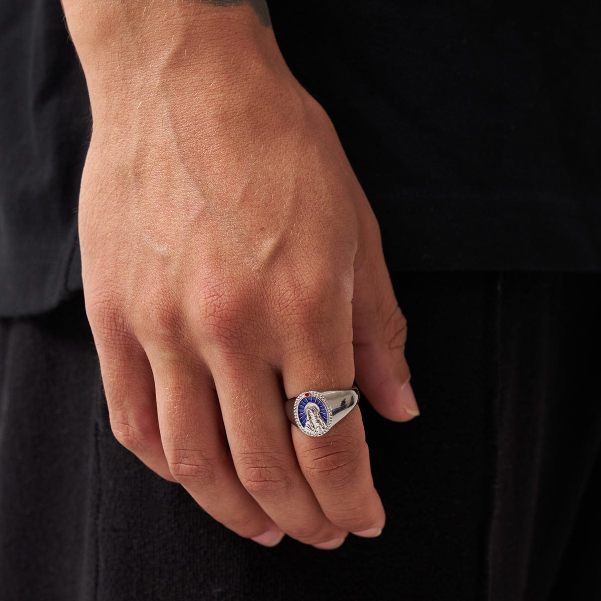 Emaille Zegelring van de Maagd Maria (Zilver)