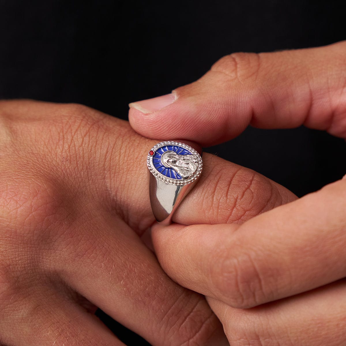 Emaille Zegelring van de Maagd Maria (Zilver)